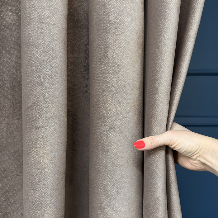 TKANINA ZASŁONOWA VELVET ROYAL VESTIGE Z EFEKTEM PRZECIERANYM CHŁODNY BEŻ main product photo