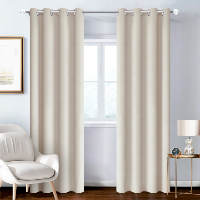 ZASŁONY GOTOWE 140 X 260 CM NA PRZELOTKACH BASIC JASNY BEŻ main product photo