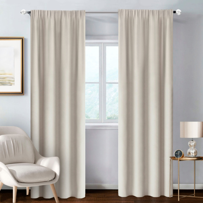 ZASŁONY GOTOWE 140 X 250 CM NA TAŚMIE MARSZCZĄCEJ BASIC JASNY BEŻ / KASZMIR main product photo