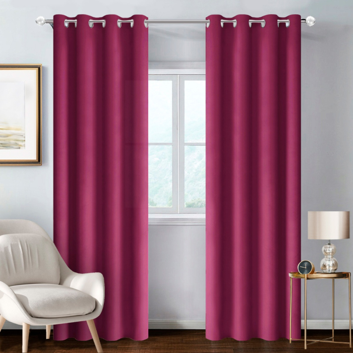 ZASŁONY GOTOWE 140 X 260 CM NA PRZELOTKACH BASIC CIEMNY AMARANT main product photo