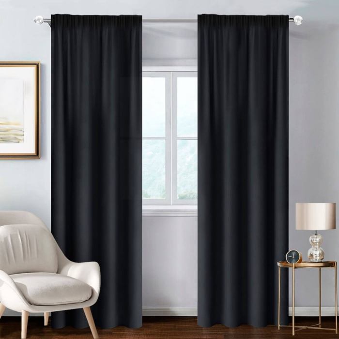 ZASŁONY GOTOWE 140 X 250 CM NA TAŚMIE MARSZCZĄCEJ BASIC CZARNY main product photo