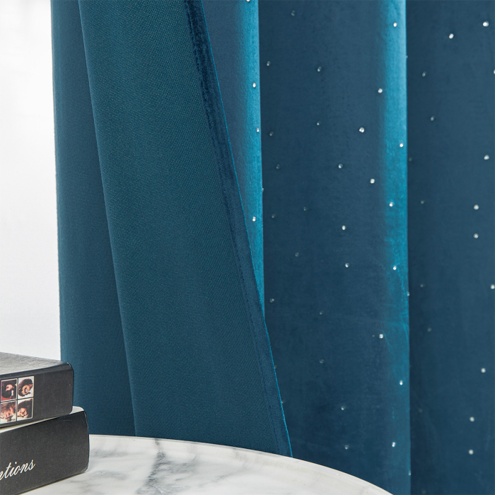 ZASŁONY NA PRZELOTKACH 140X260 HOLLAND VELVET Z KRYSZTAŁKAMI CIEMNY NIEBIESKI / NAVY main product photo