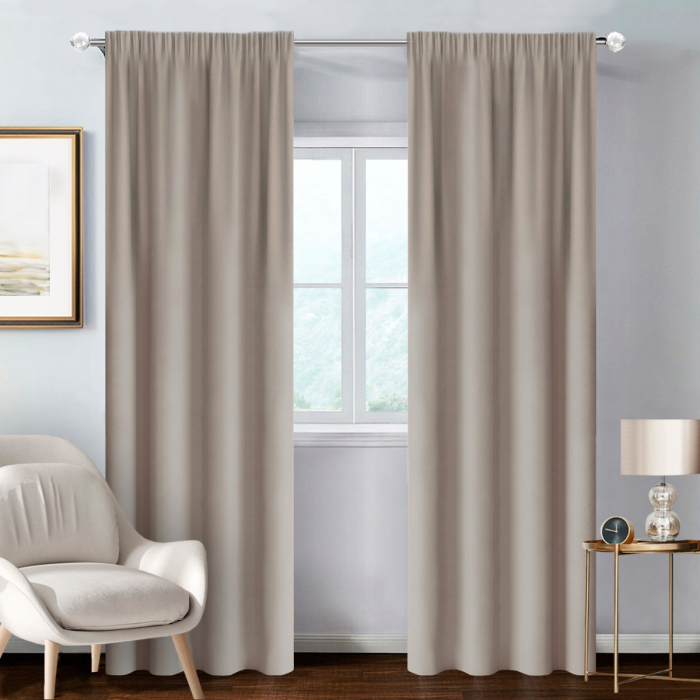 ZASŁONY GOTOWE 140 X 250 CM NA TAŚMIE MARSZCZĄCEJ BASIC BEŻOWY main product photo