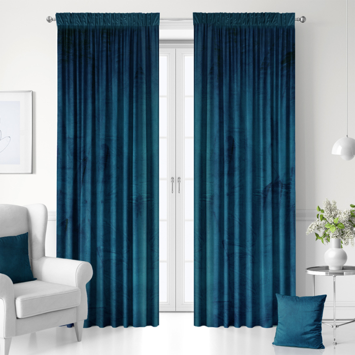 ZASŁONY NA TAŚMIE 140X250 HOLLAND VELVET CHŁODNY CIEMNY NIEBIESKI 1 main product photo