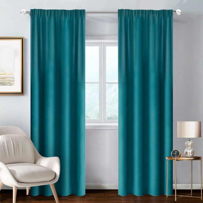 ZASŁONY GOTOWE 140 X 250 CM NA TAŚMIE MARSZCZĄCEJ BASIC TURKUSOWY main product photo